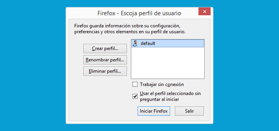 Ventana de administracion de perfiles de Firefox para eliminar los sobrantes